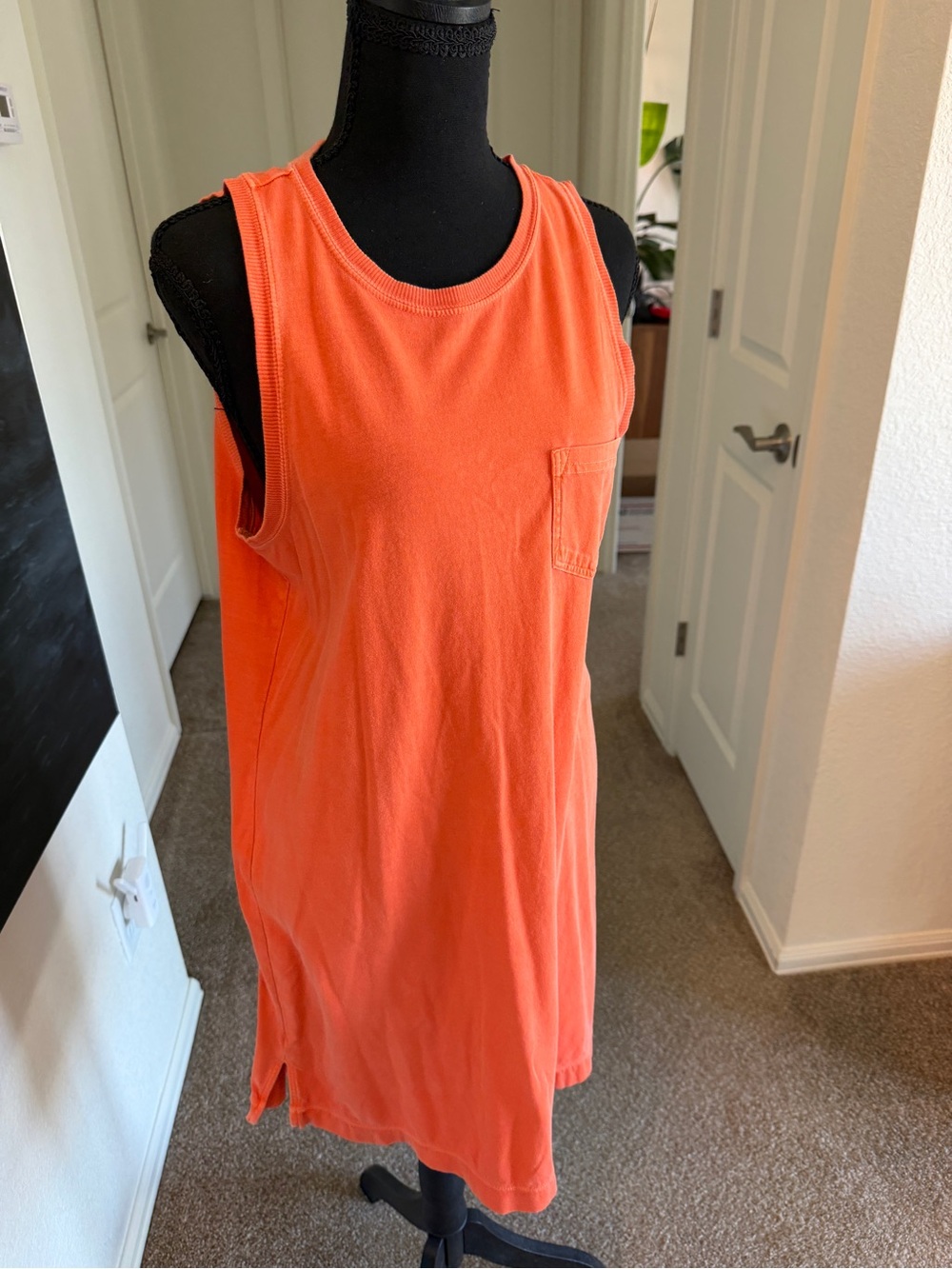🪩 3/$10 Bright Orange Tank Dress with Chest Pocket